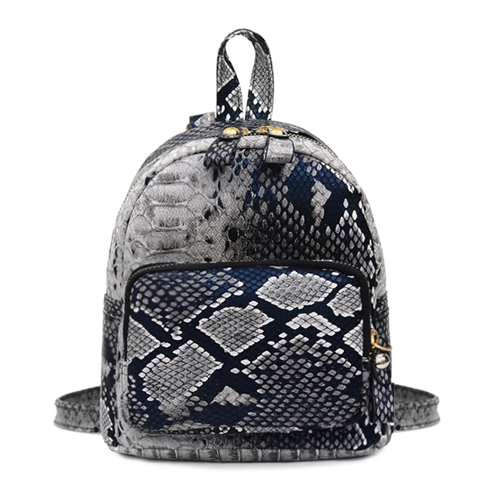 

Fashion Snake Print Women Backpack PU Leather School Travel Small Knapsack Women Leather Shoulder Top-handle Bags Dropshipping