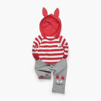 

1-3 Years Old Striped Christmas Costumes For Boys Clothing Sets Cartoon Baby Boys & Girls Long Sleeve Hoodie+Pants 2 Pcs Suits