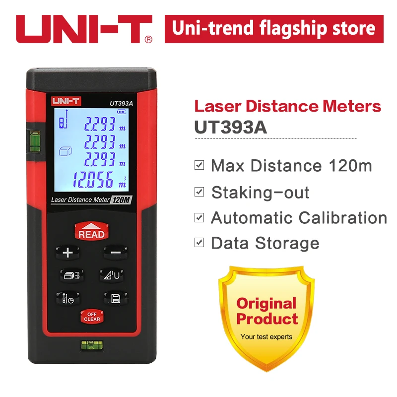 

UNI-T Laser Distance Meters 120 m Range UT393A Add/Sub Triangle Pythagore Continuous Measurement UNIT Rangefinder
