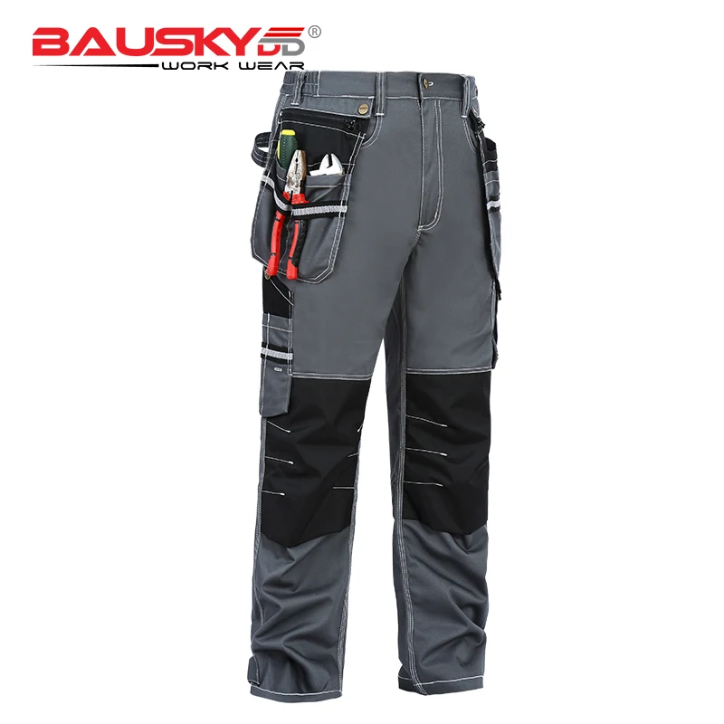 Bauskydd мужские прочные рабочие брюки мульти-карманные брюки с наколенниками для коленей хлопковые брюки рабочие