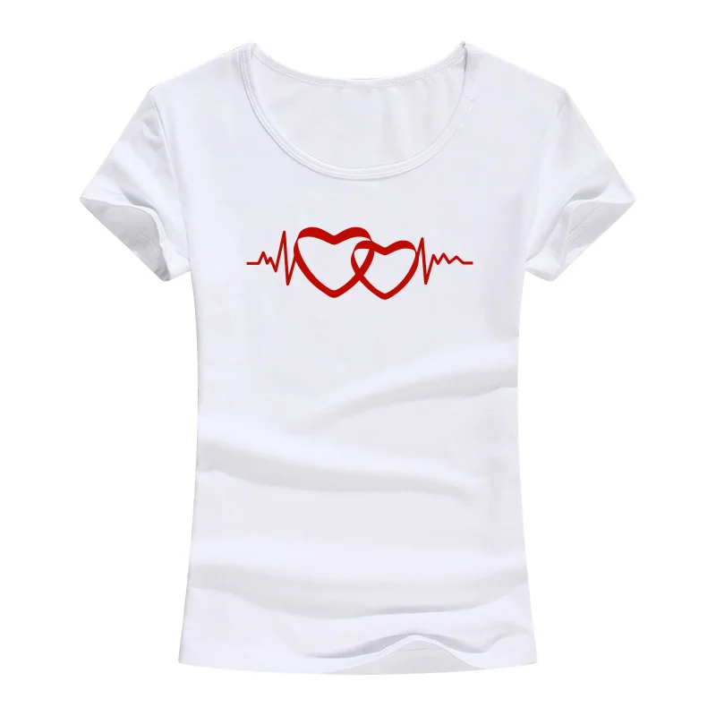 Love Heartbeat T-shirts Women Summer Casual Short Sleeve Cotton T Shirt Harajuku Funny Female Tops Tee Camiseta Femenina Love Heartbeat T-shirts Women Summer Casual Short Sleeve Cotton T Shirt Harajuku Funny Female Tops Tee Camiseta Femenina
