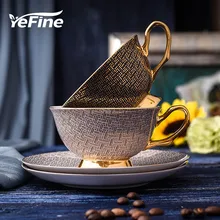 YeFine фарфоровые кофейные чашки высокого качества, винтажные керамические чашки и набор блюдец, китайские чайные чашки, посуда для напитков
