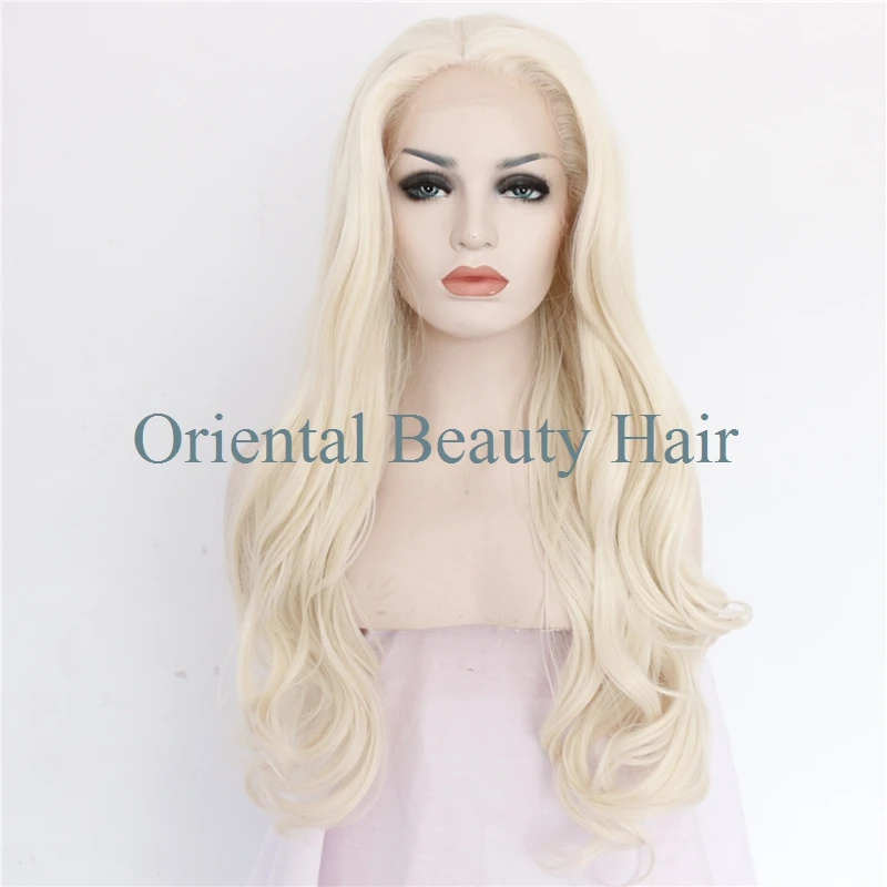 Free shipping cheap long heat resistant hair wig white color wave style