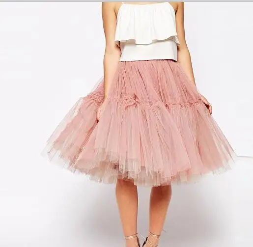 Милая розовая фатиновая юбка розового цвета, s, для девочек, миди, Мягкая юбка из фатина, для женщин, для взрослых, юбки-пачки, длина по колено, низ, на заказ, Saias - Цвет: Розовый