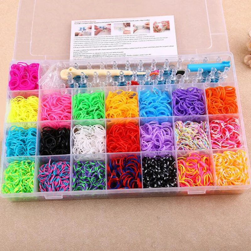 

DIY rubber bands to weave bracelet Loom Bands Kit with 4400pcs Rainbow Bands and S-Clips and Crochet Hook for Kids DIY Bracelet