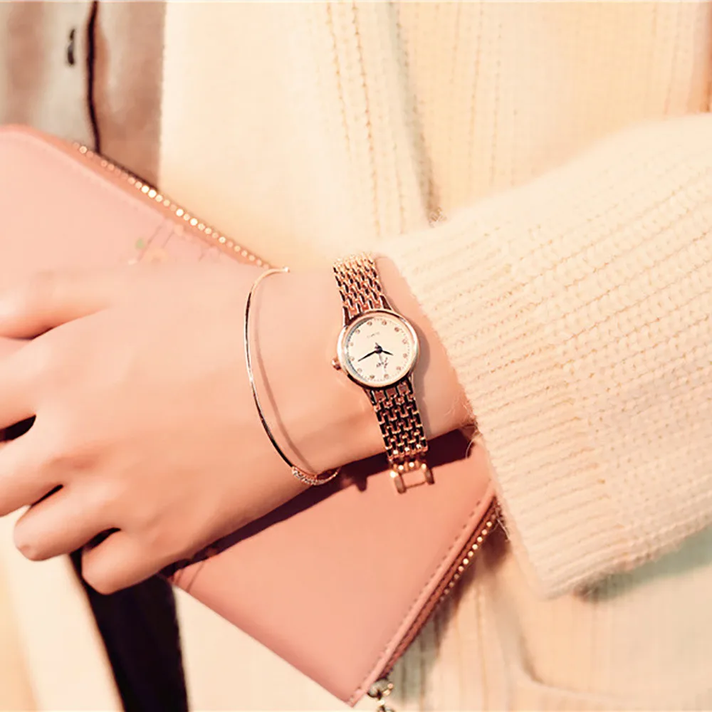 Для женщин часы для женщин Аналоговые Кварцевые Наручные маленький циферблат нежный часы Роскошные бизнес часы розовое золото дропшиппинг