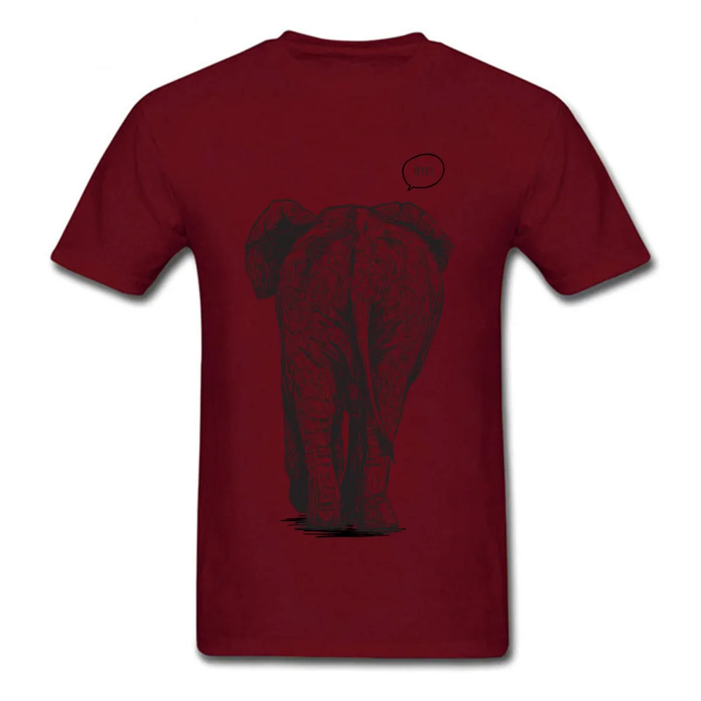 Bye-bye Elephant Print ostern Day 100% Cotton Fabric Crew Neck Mens Tops T Shirt Casual Sweatshirts Funky Short Sleeve T-Shirt Bye-bye Elephant maroon