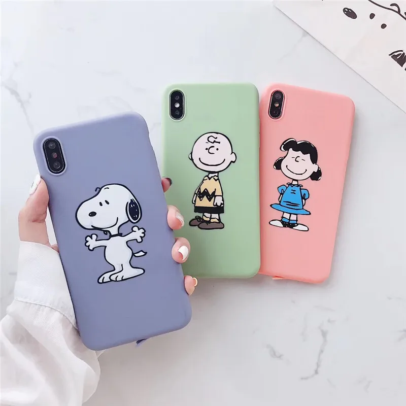 

Cute Japan Anime Peanut Cartoon Family Case For iPhone 7 8 6 6S plus X XS MAX XR Soft TPU Fashion Charlie Brown Lucy Phone Cover