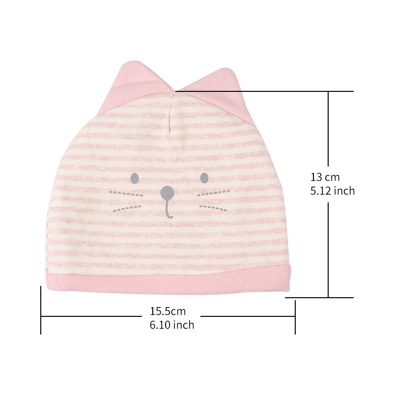 Organic Cotton Newborn Baby Hat Striped Cat Ears Infant Beanie Soft Double Layer Tire Hat Cure Newborn Beanie Baby Boys Clothing (18)