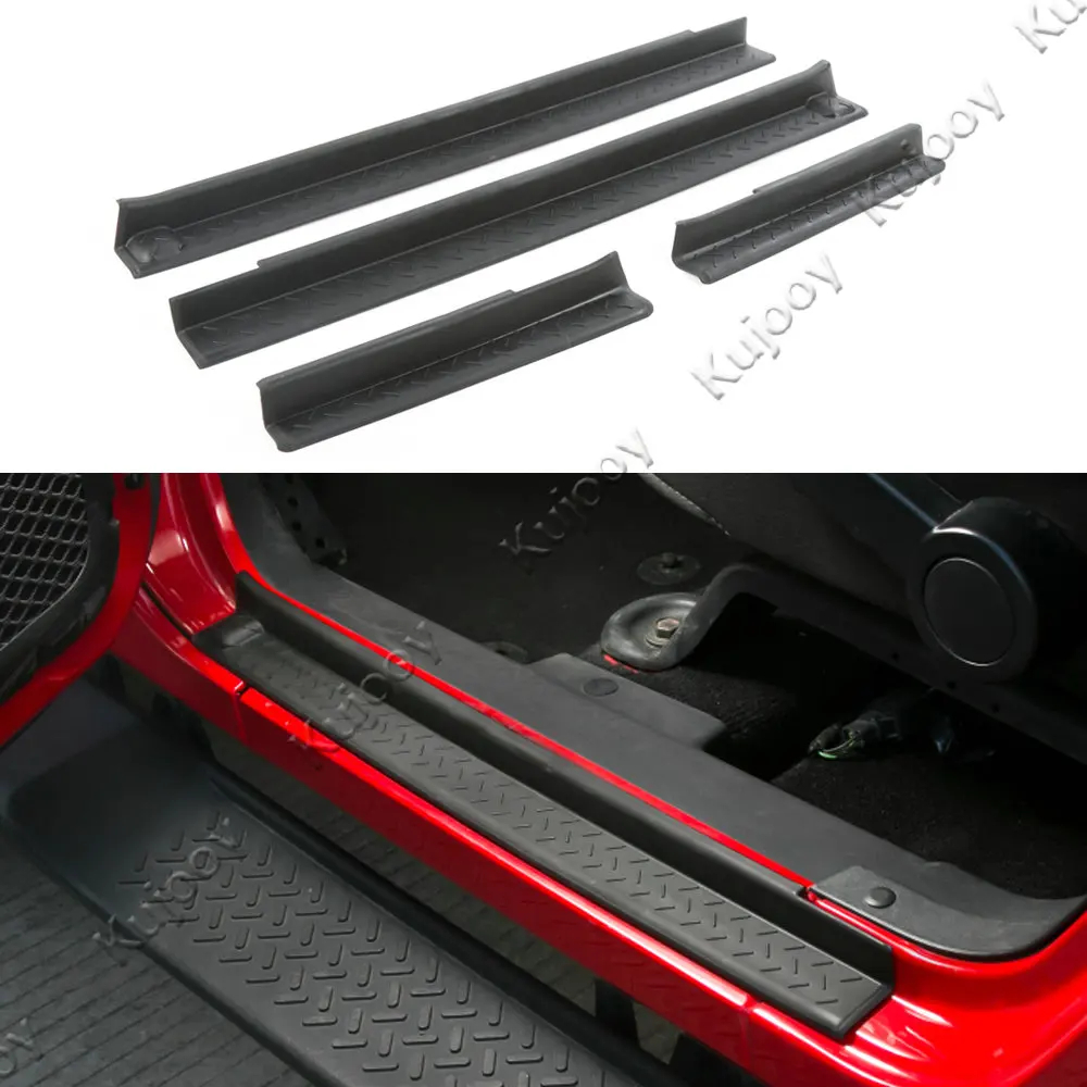 Black Car Threshold Bar Door Protector Entry Guard Trim Frame Cover For