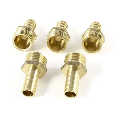 

5 Pcs 1/2"PT Male Thread to 12mm Hose Barb Brass Straight Adapter Fitting