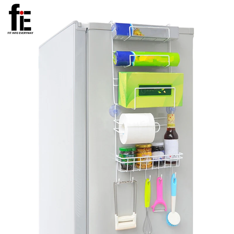 

fiE Foldable Multi-function Metal Side wall Storage Rack For Kitchen, Wardrobe, Cupboard With Sucker
