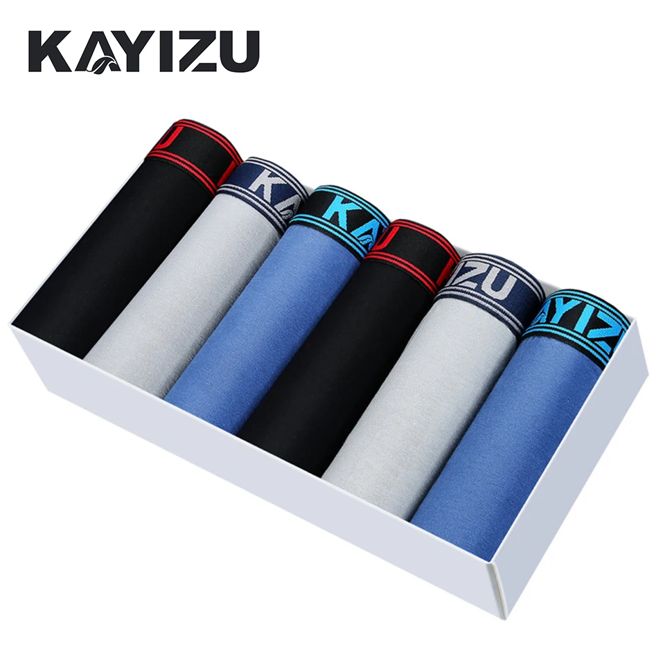 KAYIZU 6Pcs \ Лот сплошной Для мужчин трусы хлопковые шорты боксеры Нижнее бельё