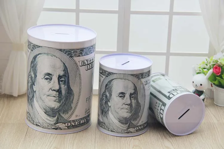 Free Shipping 1 X Tinplate US Dollar Style Coin Piggy Bank Only-In-Not-Out Money Box Deposit Large Storage | Дом и сад
