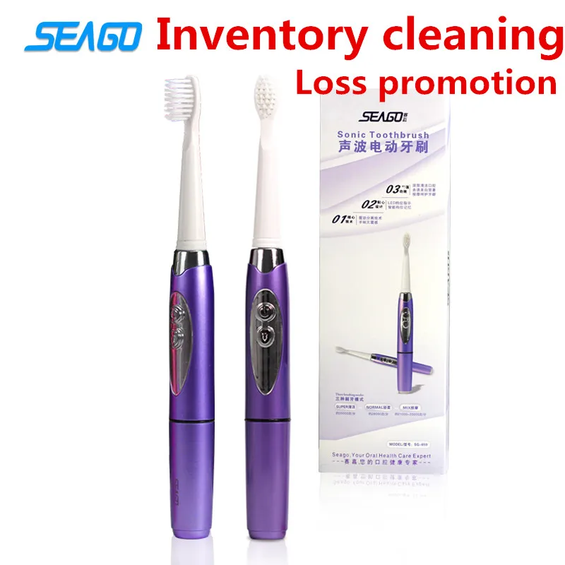 

SEAGO Battery Operated Electric Toothbrush Adult Toothbrushes Sonic Toothbrush 3 Replacement Brush Heads Teeth Whitening SG959