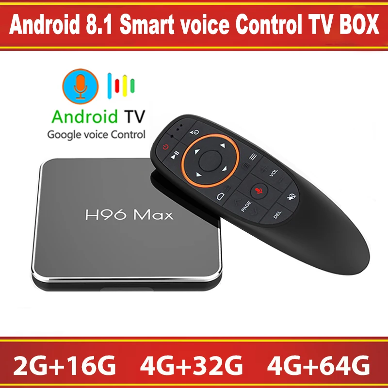 H96 max X2 Android 8.1 TV BOX Amlogic S905X2 2/4GB ROM 16/32/64GB ROM Google Voice Control 2.4G/5G Wifi BT4.0 Smart Set Top Box