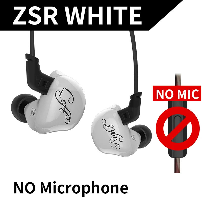 KZ ZSR наушники в ухо 6 драйверы 2BA+ 1DD шумоподавление с микрофоном гарнитура заменить кабель AS10 AS16 ZSN ZS10 PRO X6 наушники - Цвет: white without mic