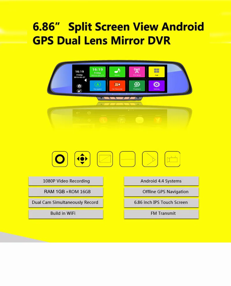 6,8" Автомобильный видеорегистратор камера радар детектор Android gps навигация Авто g-сенсор камера заднего вида двойной объектив грузовик gps автомобильный видеорегистратор s