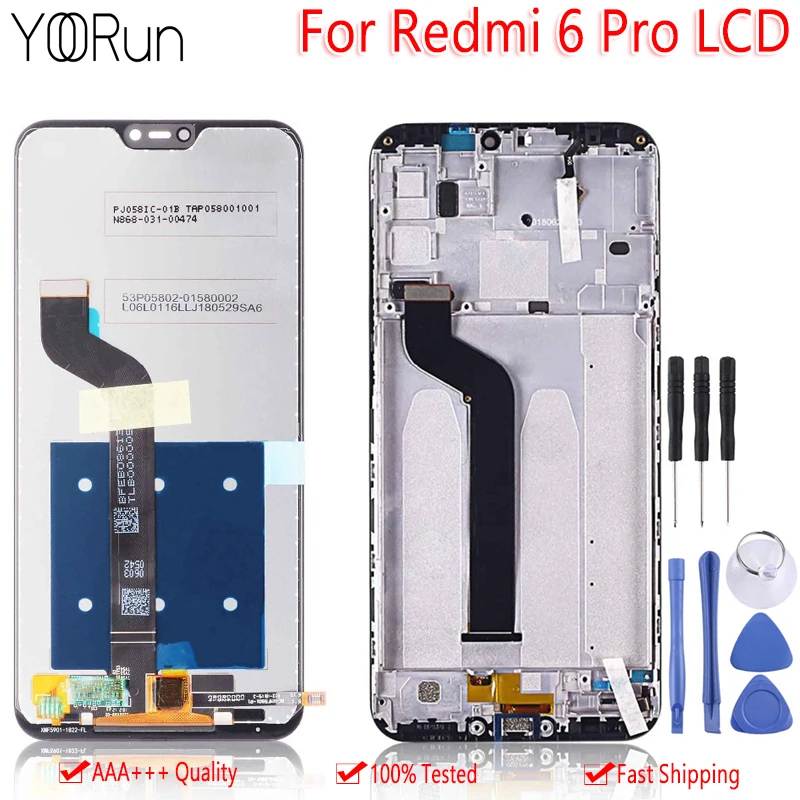 

5.84" Original Display For XIAOMI Mi A2 lite LCD Display With Frame Touch Screen Assembly For Redmi 6 Pro LCD Replacement Parts