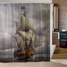 Pirate Ship Shower Curtain Polyester Fabric Waterproof Bathroom Products Cortinas Para Rideau De Douche