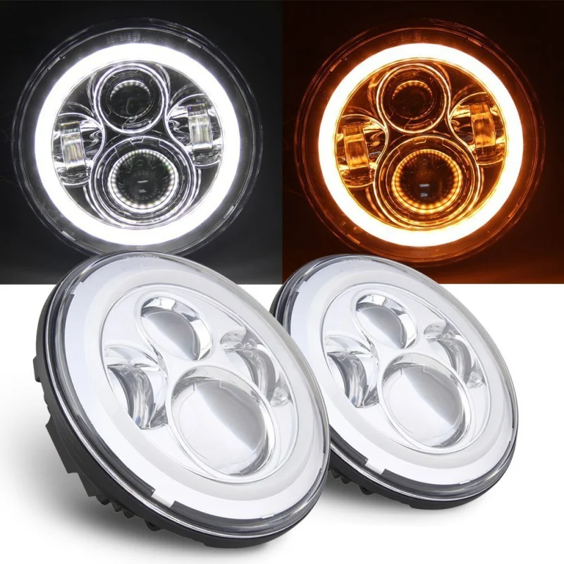 FADUIES Auto 7 inch LED Halo Headlight H4 High Low Beam With Angle Eye For Jeep Wrangler JK TJ Hummer Defender Lada niva 4x4 (16)