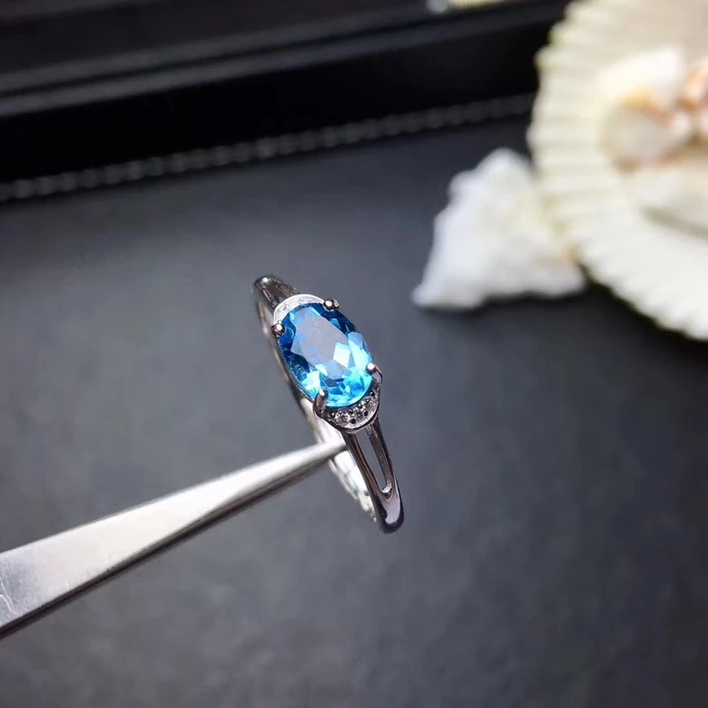 Элегантное двухуровневое милое круглое кольцо с натуральным голубым топазом и драгоценным камнем, кольцо с натуральным драгоценным камнем из серебра S925 пробы для женщин, вечерние ювелирные изделия для девушек