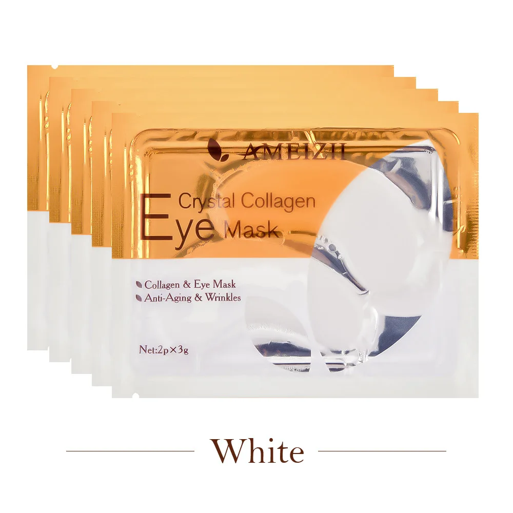 Ameizii 10 упаковок 24k Золотая маска для глаз натуральный кристалл коллаген патчи для глаз антивозрастной темный круг очищающая для лица Лечение Уход за кожей - Цвет: 10 pair white