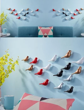 

3D Nordic Resin Birds Wall Hanging Home Crafts Wall Hook Decoration Home Storage Hat Coat Hanging Bedroom Accessory