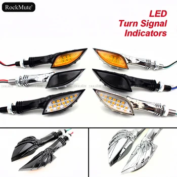 

Skull Hand LED Turn Signal Indicator Lights For Honda/Suzuki Motorcycle Cruiser Bobber Chopper Bike Front/Rear Blinker Retro