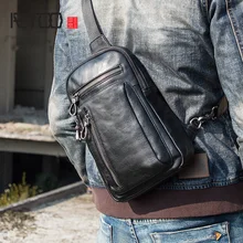 AETOO Male head cowhide casual bag, handmade soft leather man crossbody bag, single shoulder retro leather chest bag