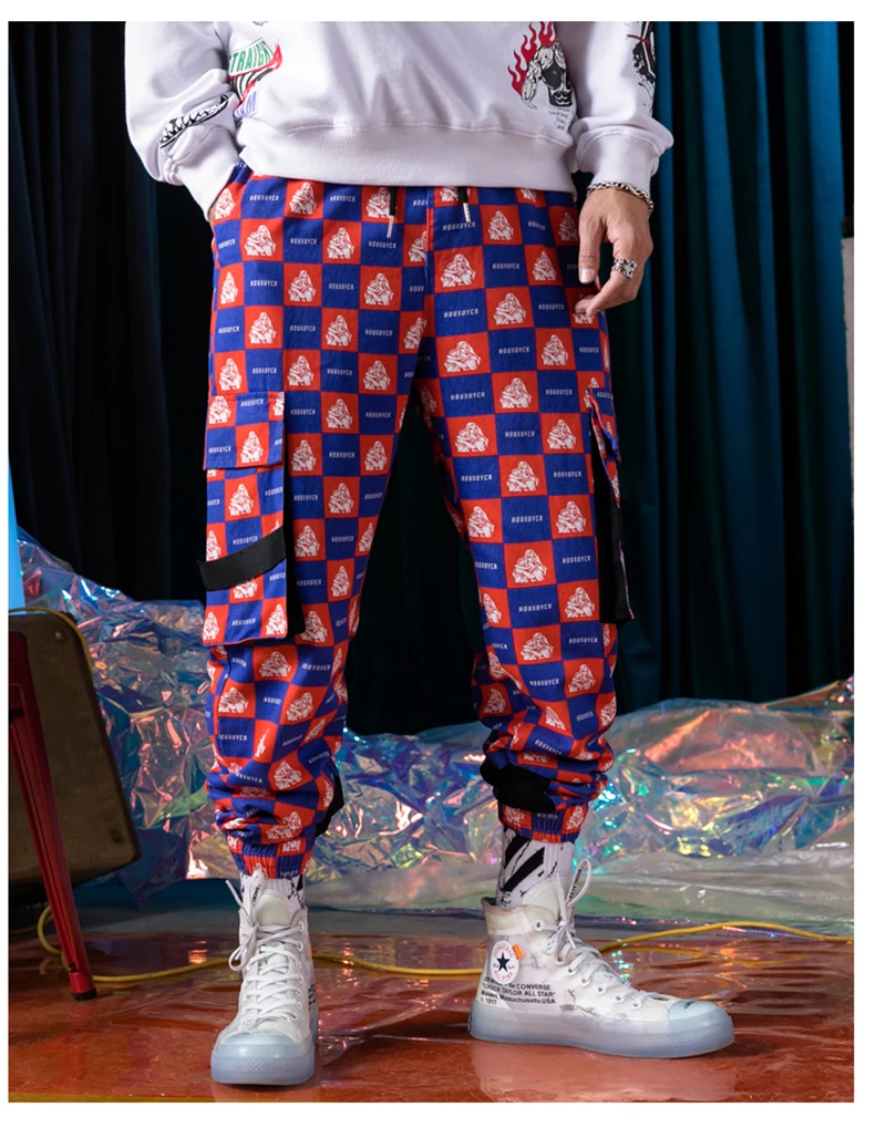 Purple Skateboard Color Pants Men Cotton Camo Hip Hop Fashion Cargo Pants  (7)