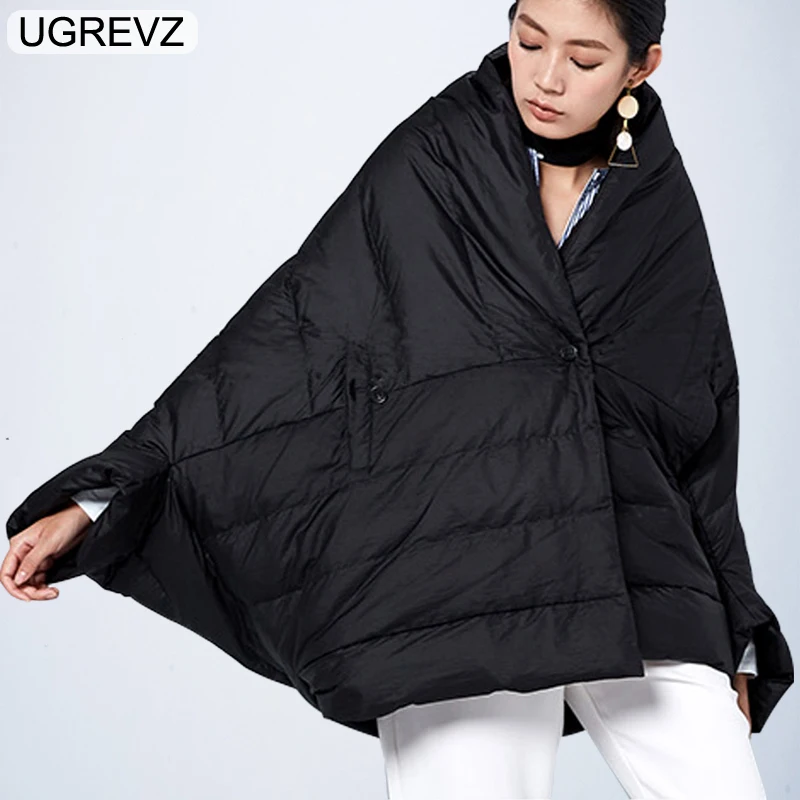 Winter Jacket Women Loose Parka Fashion Batwing Sleeve Female Down Cotton Coat 2018 New Overcoat Black White Autumn Short Jacket