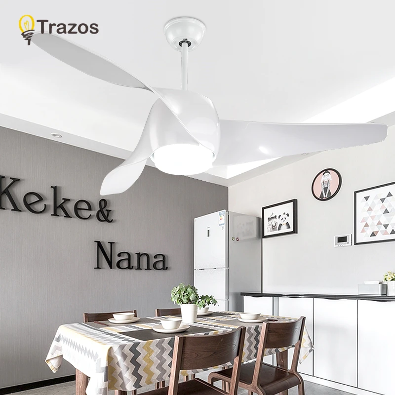 

TRAZOS Brown Vintage Ceiling Fan With Lights Remote Control Ventilador De Techo 220 Volt Bedroom Ceiling Light Fan Lamp LED Bulb