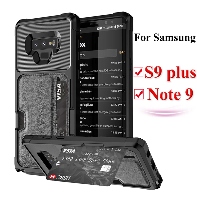 

Case On s9 plus note 9 For Samsung Galaxy s9plus note9 protective conque cover card kickstand magnetic adsorption fundas shell