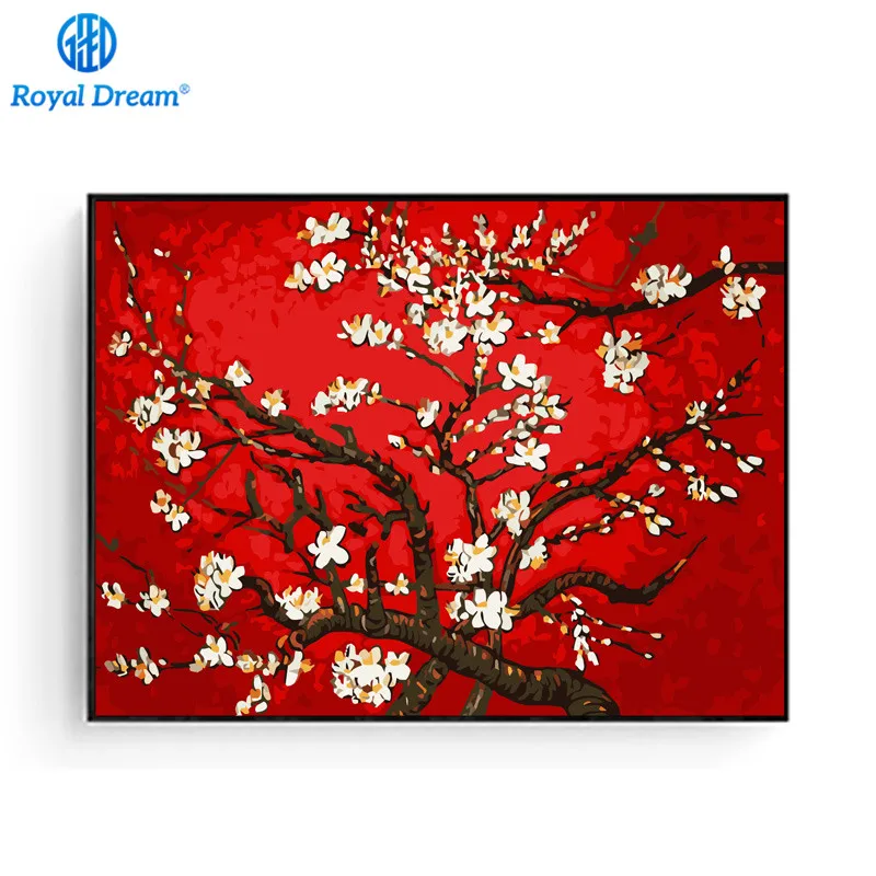 

Van Gogh Apricot Blossom Painting By Numbers Digital Oil Paint By Number Kits for Adults Worldwide Famous Oil Painting