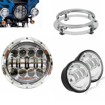 

Bike 80w 7inch halo headlight DRL 4.5" Motorcycle For Harley Led Headlight Auxiliary Passing Fog Light for Harley With Adapter