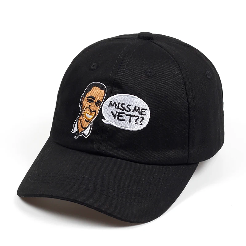

Former US President Barack Obama dad hat MISS ME YET embroidery baseball cap for man and women Funny face snapback caps