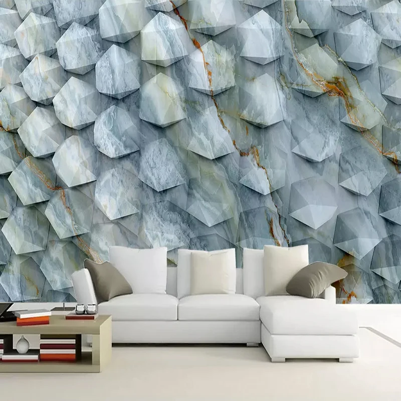 

Custom 3D Wall Mural Wallpaper Modern Abstract Geometric Stereoscopic Marble Pattern Living Room Sofa TV Backdrop Wall Painting