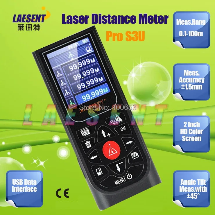 

PROS3U 100m digital laser distance meter with usb ,mini professional Intelligent laser range finder S3U,free shipping