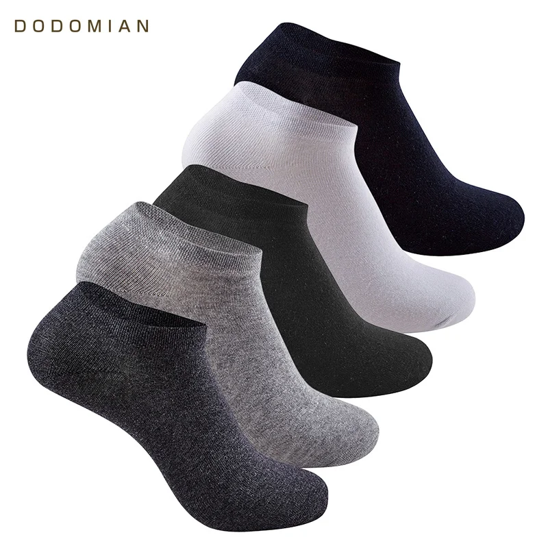 

DO DO MIAN Summer Men Socks 5 Pair/lot Breathable Cotton Solid color Socks Non-slip Slippers Deodorant Socks