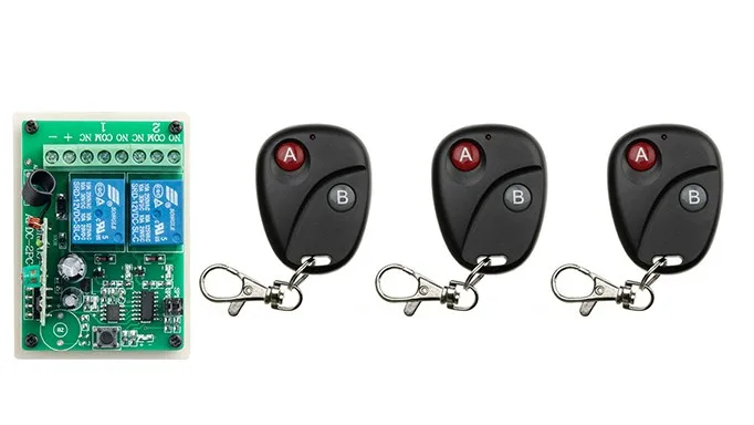 

DC12V 2CH 4patch lamp Wireless Remote Control Switch System Transmitter with Two-button Receiver for Appliances Gate Garage Door