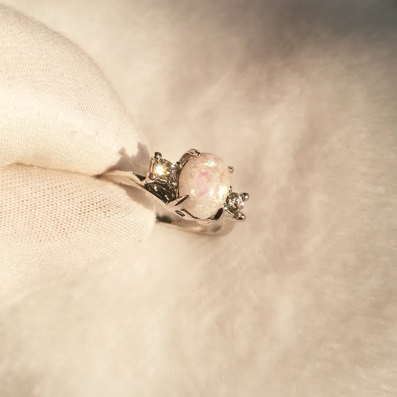 ZORCVENS дизайн Белый огненный опал кольцо модные ювелирные изделия для женщин серебристый циркониевый кольца