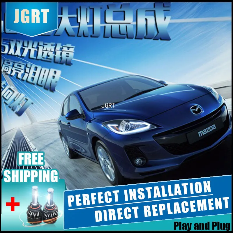 Car Styling for Mazda 3 LED Headlight assemmbly Mazda3 Sport Headlights DRL Lens Double Beam H7 with hid kit 2 pcs. | Автомобили и