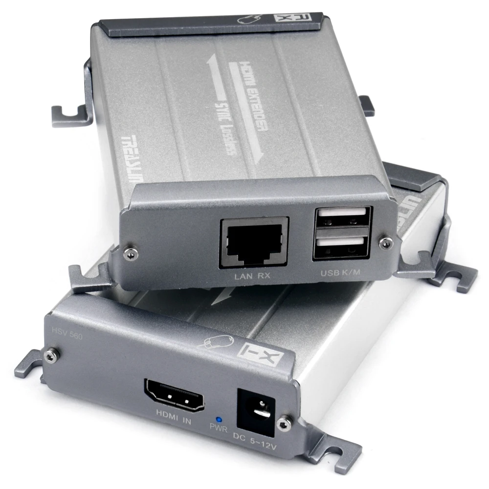 

TreasLin Lossless HDMI KVM Extender 1080P HDMI USB Extender Over Cat5 Cat6 LAN Cable Up to 262FT for Office Projector Laptop