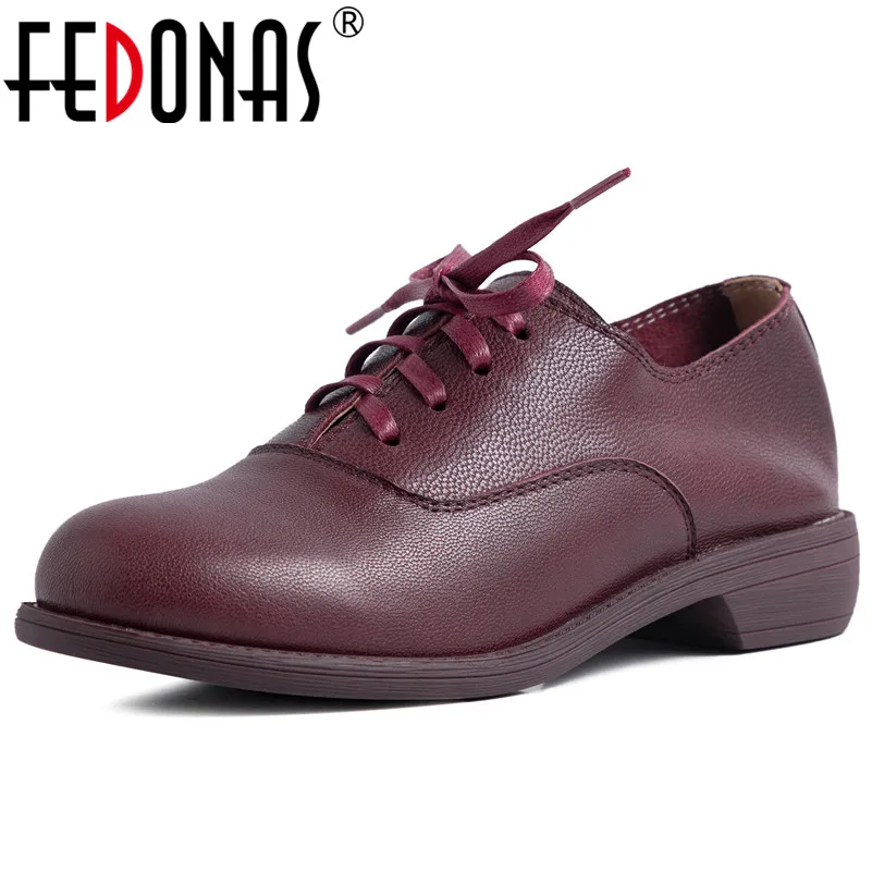 

FEDONAS 2020 Spring Autumn New Lace Up Women Pumps Shallow Genuine Leather Rome Round Toe High Heels Party Office Shoes Woman