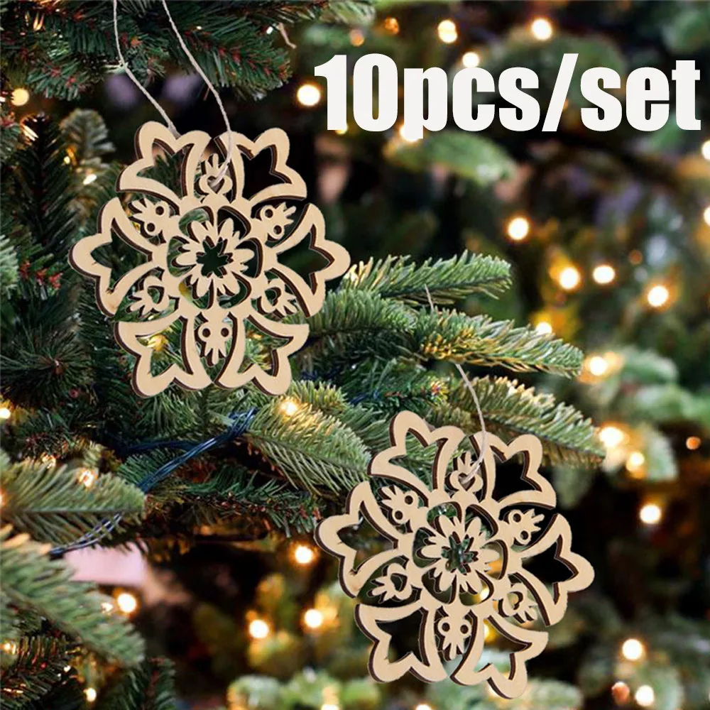 

10Pcs New Christmas Tree Ornaments Hanging Xmas Tree Party Decor Wooden Pendant nordic kids room scandinavian