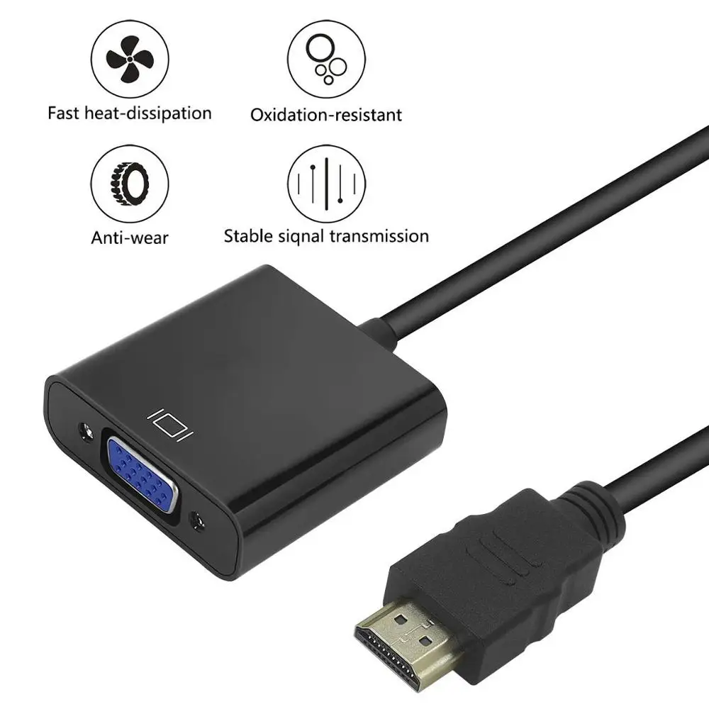 

1080P HDMI to VGA Adapter Digital to Analog Converter Cable For Xbox PS4 PC Laptop TV Box to Projector Displayer HDTV