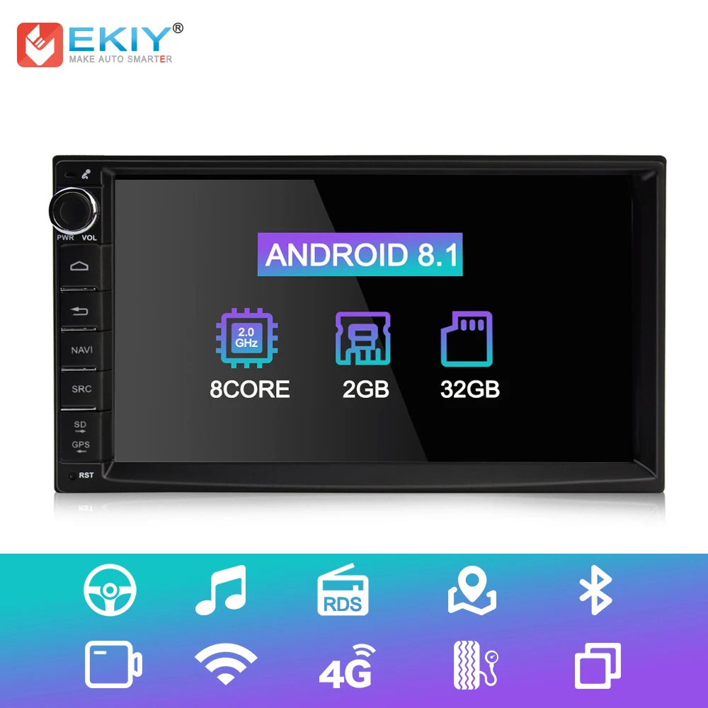 Perfect EKIY Octa Core 2 Din Android 8.1 Universal Car Multimedia Player Radio DVD Player Stereo 2G+32G 7 Inch Autoradio GPS Navigation 0