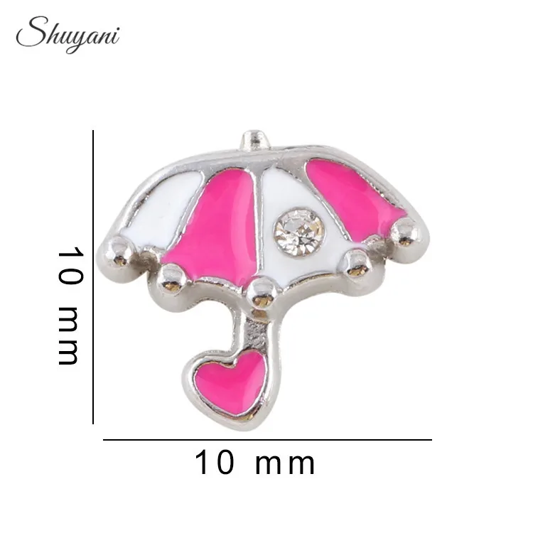 

20PCS Wholesale Colorful Crystal Umbrella Charms Zinc Alloy for Living Memory Floating Locket