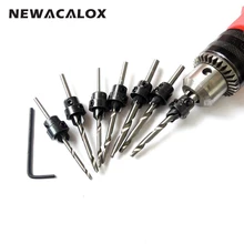 NEWACALOX 7PC Wood Countersink Drill Bit Set Woodworking Electric Carving Tools Boring Counterbore Chamfer Bore Hole Cutter Mill